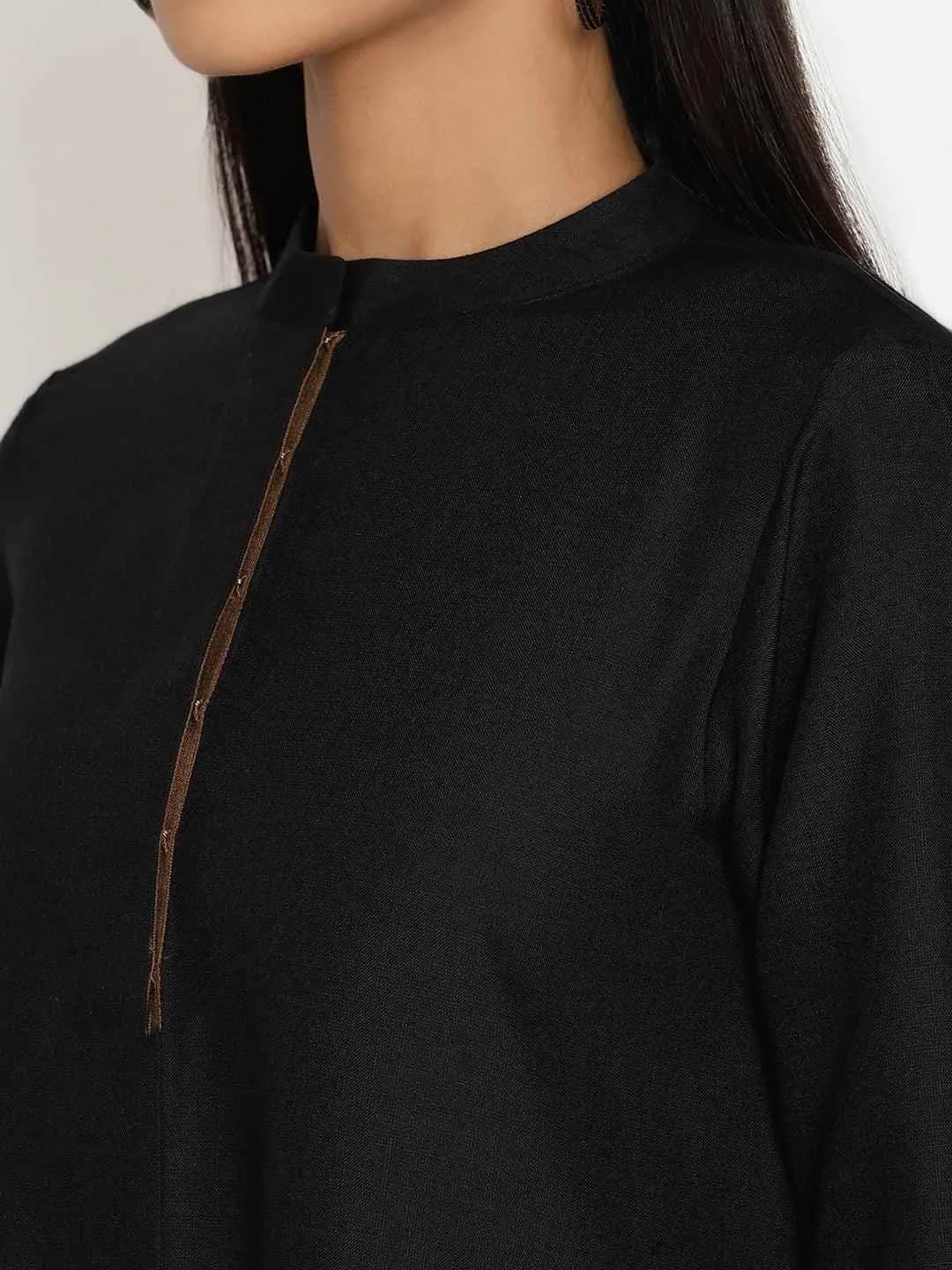 Women's Black Casual Solid Kurta Set