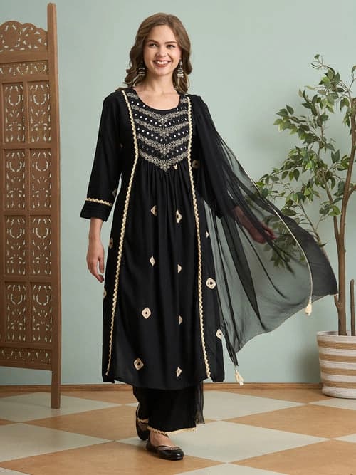 Women's Black Festive Kurta Set