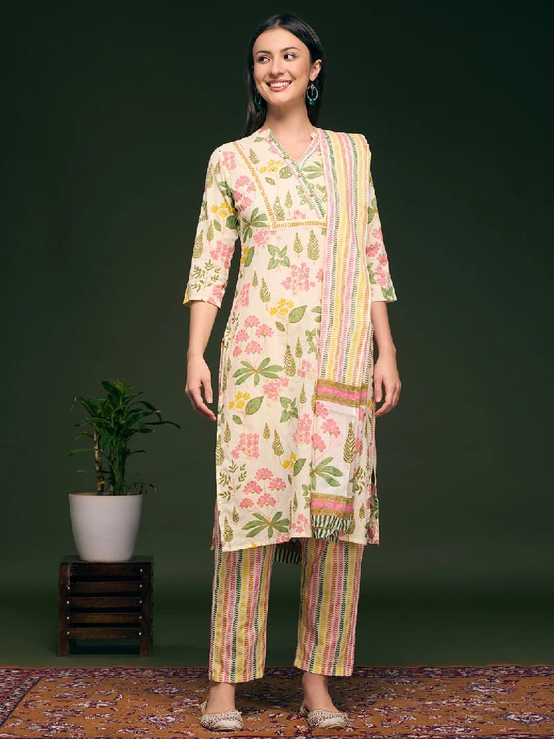 Women's White Festive Kurta Set