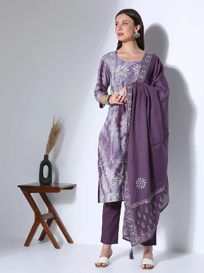 Women's Purple Festive Kurta Set