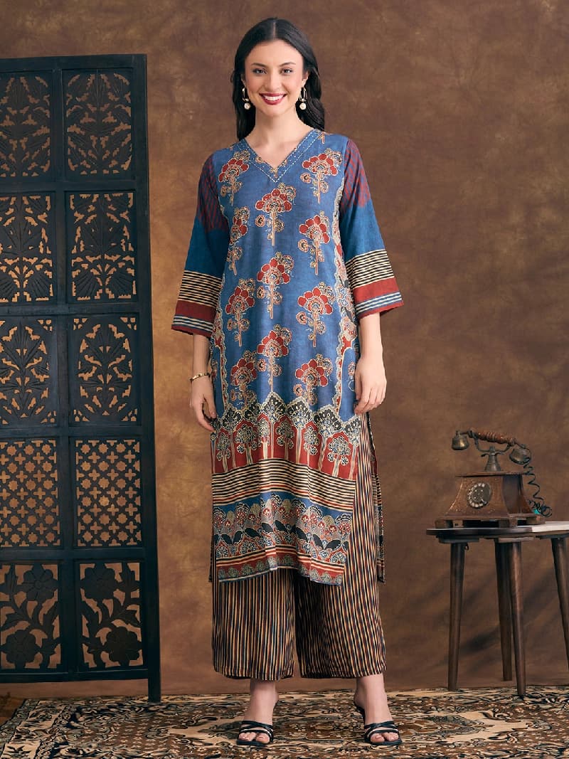 Women's Blue Festive Kurta Set