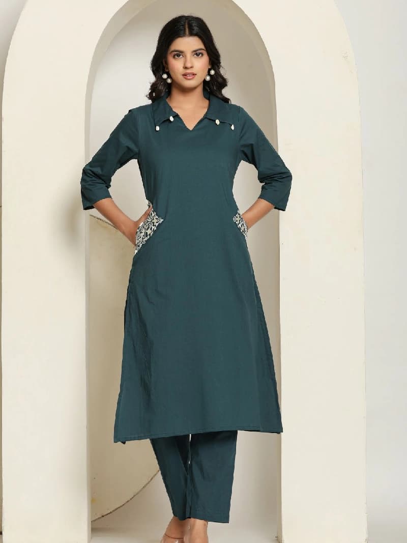 Women's Green Casual Kurta Set