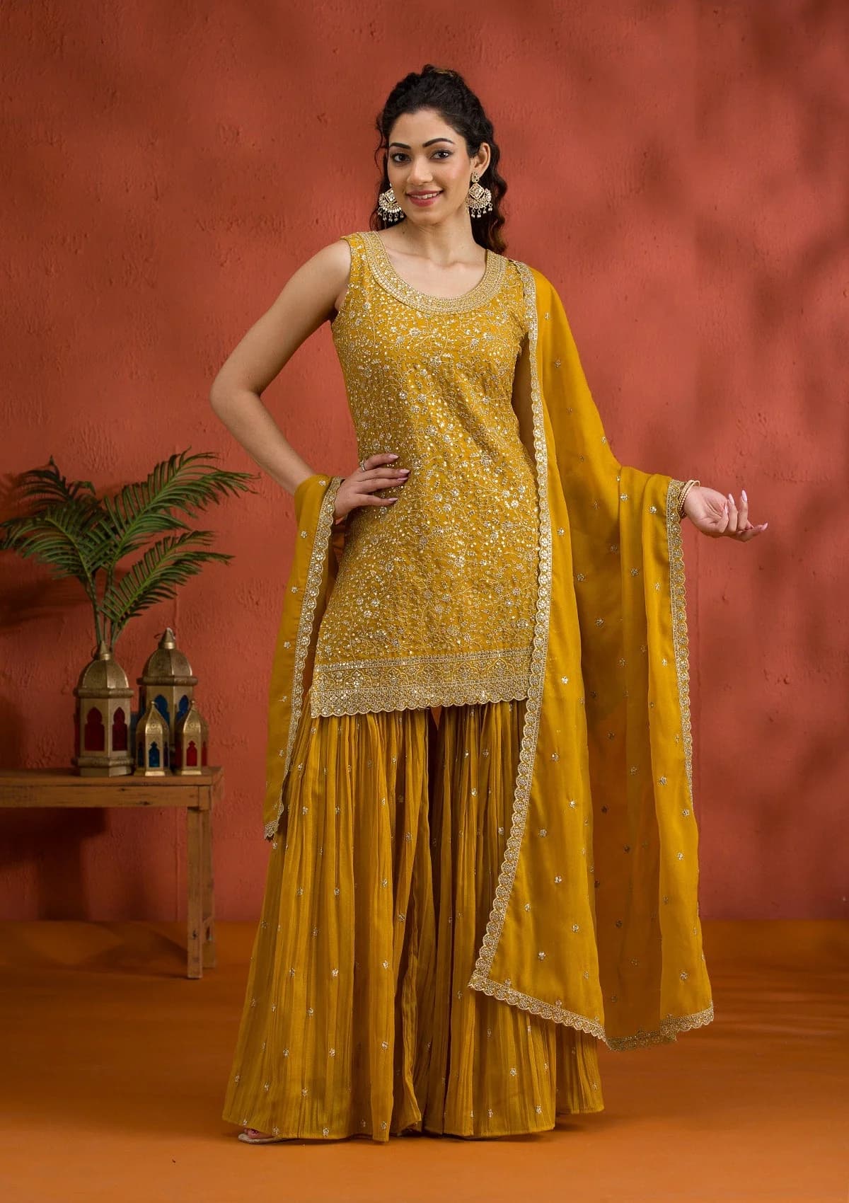 Women's Yellow Casual Salwar Suit