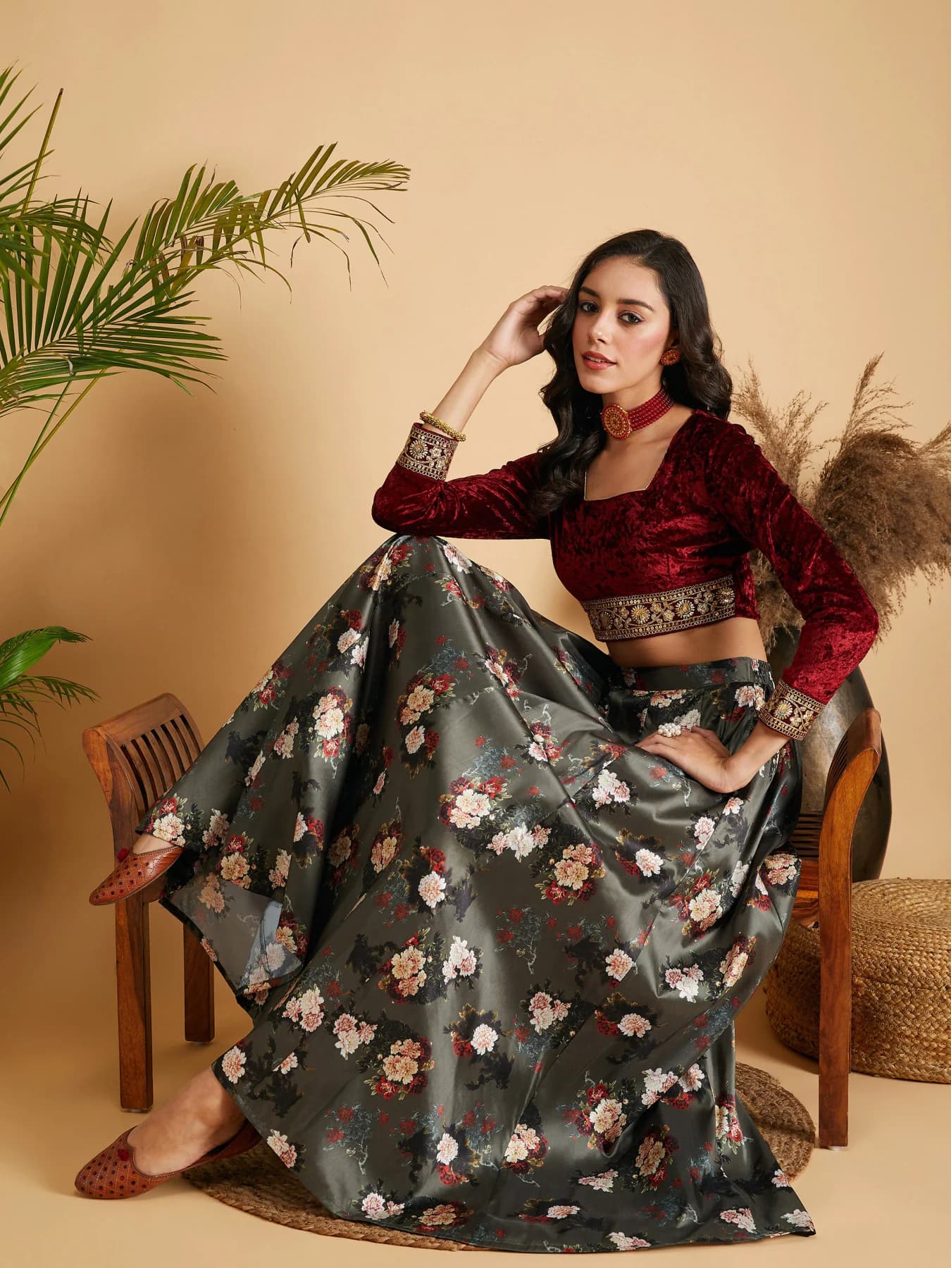 Women's Green Casual Lehenga Choli