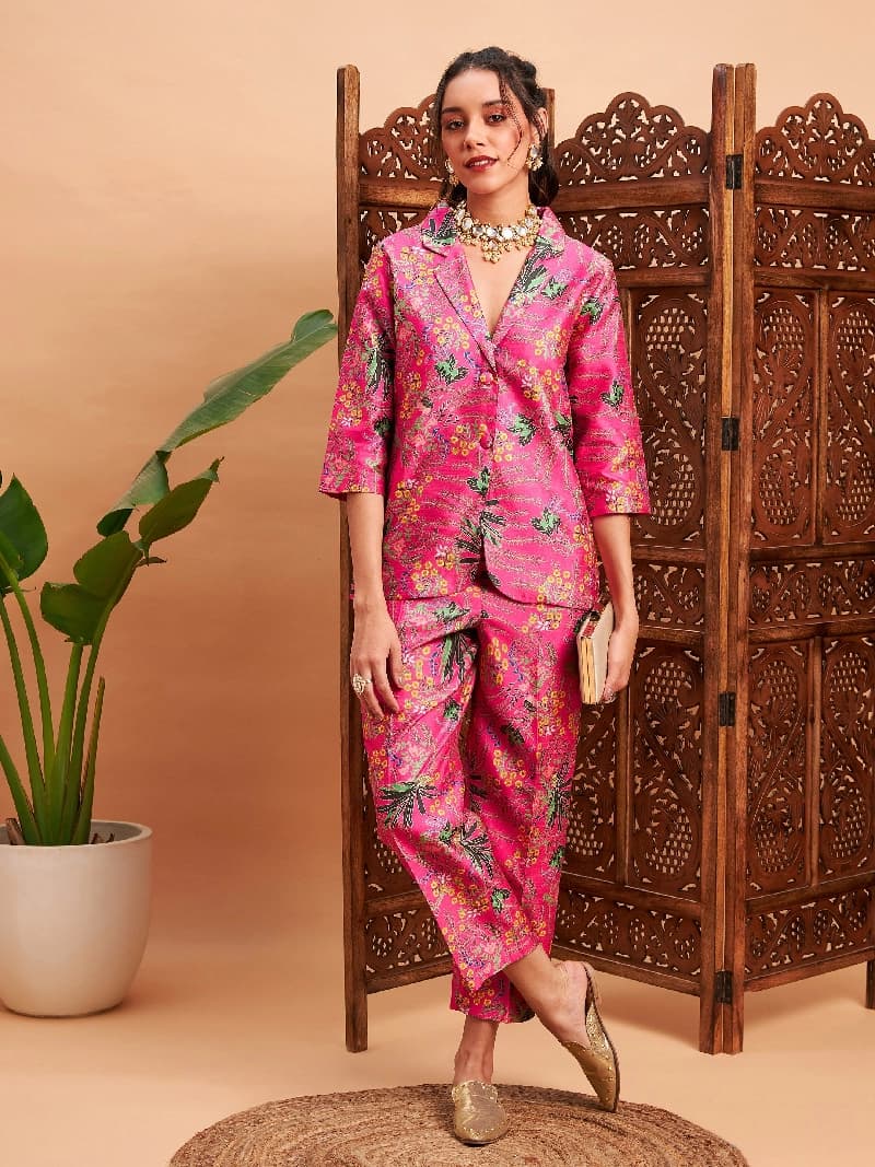 Women's Pink Casual Co-ords Set