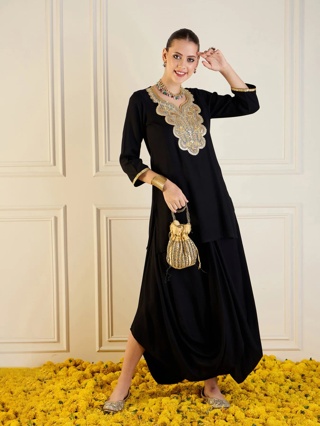 Women's Black Casual Co-ords Set