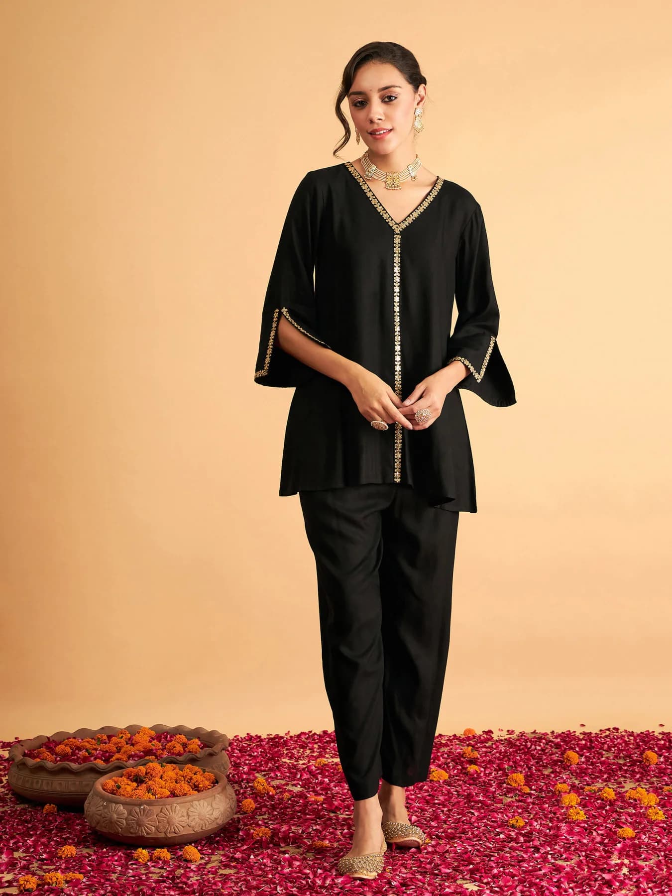 Women's Black Casual Co-ords Set
