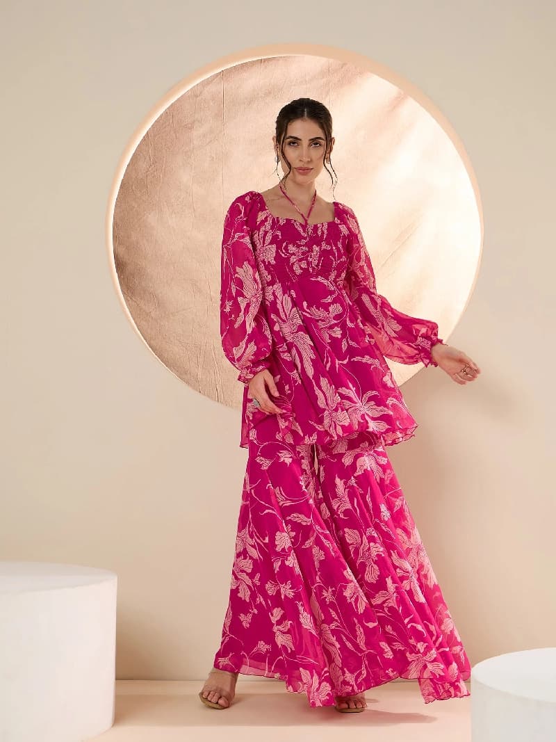 Women's Pink Party Printed Co-ords Set