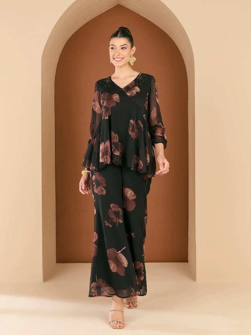 Women's Black Party Co-ords Set