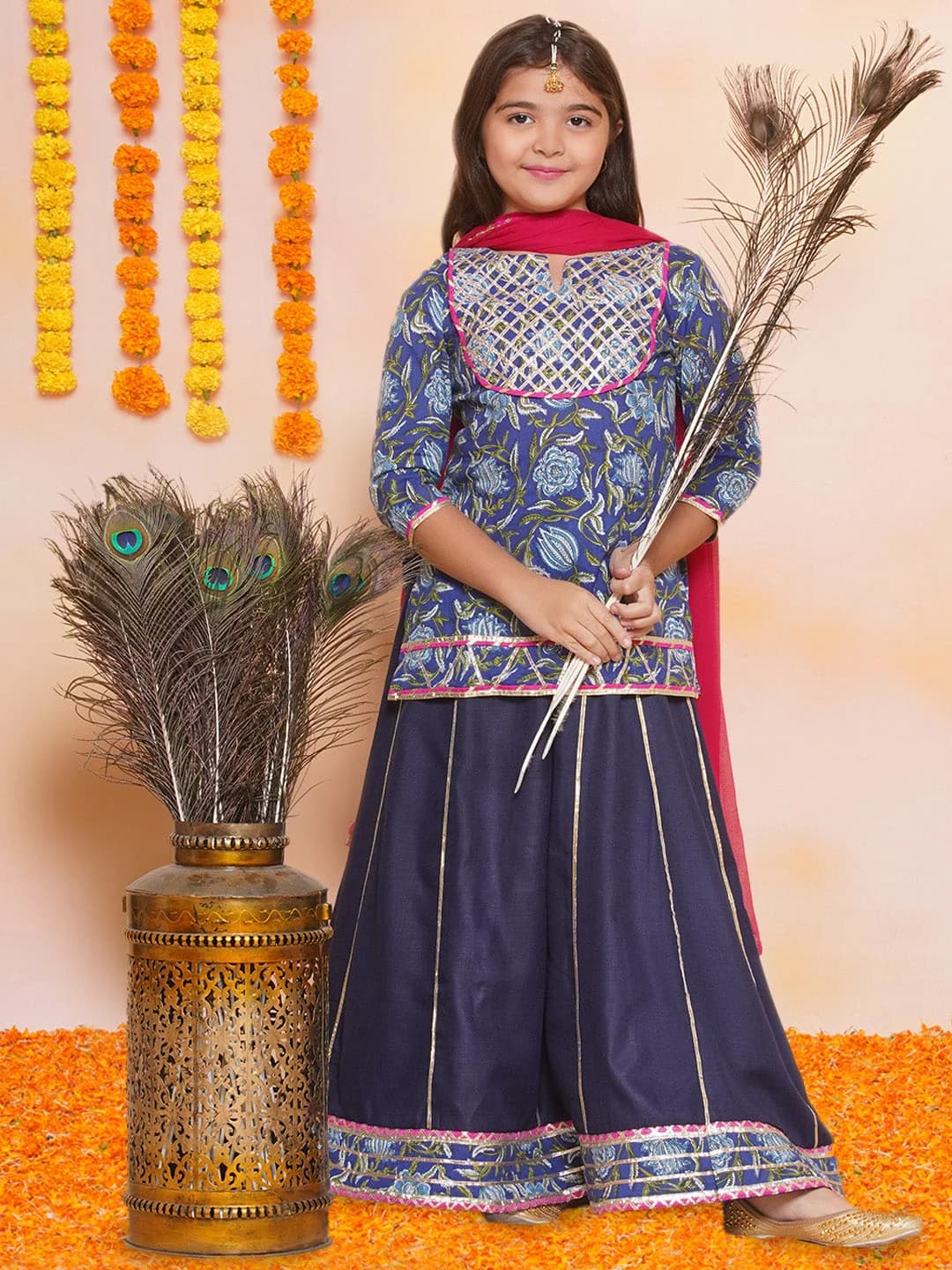 Girls Printed Ready to Wear Lehenga and Choli with Dupatta