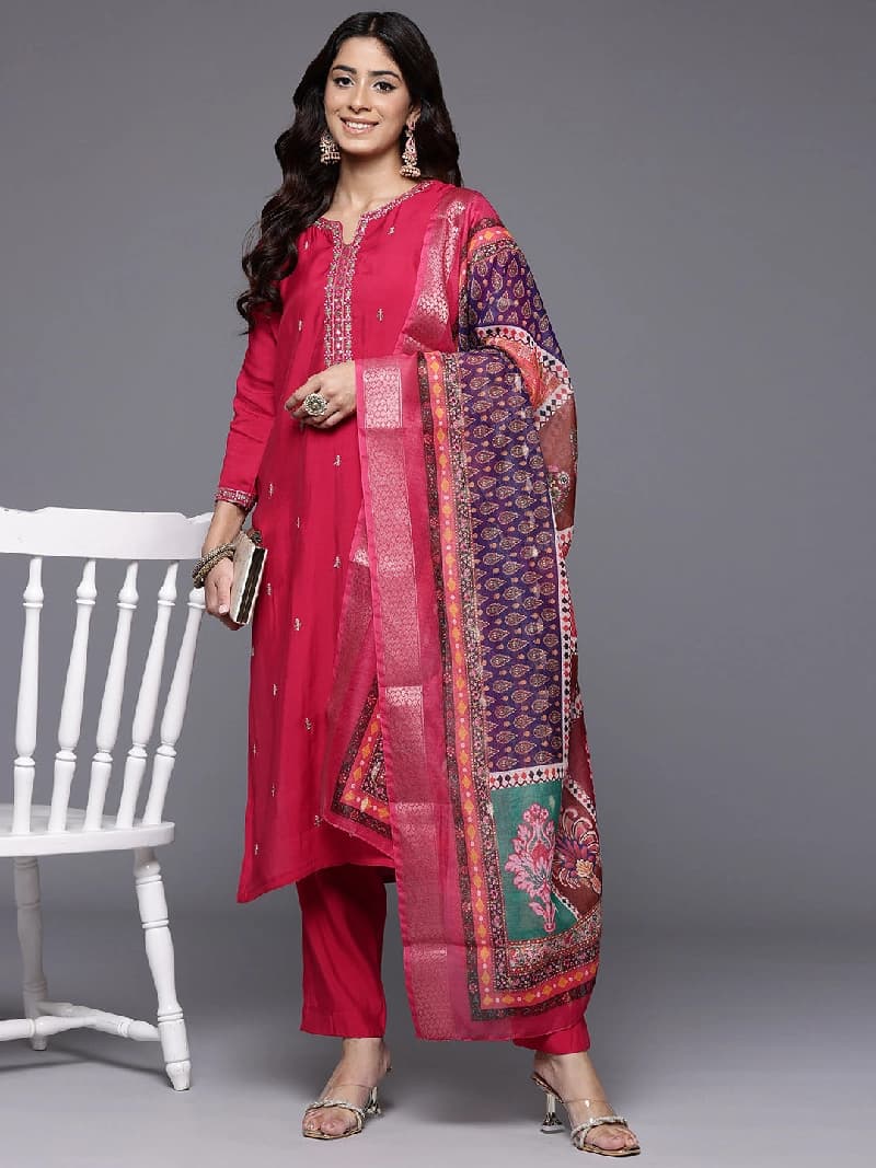 Women's Pink Festive Kurta Set