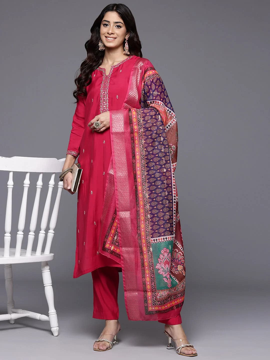 Women's Pink Festive Kurta Set