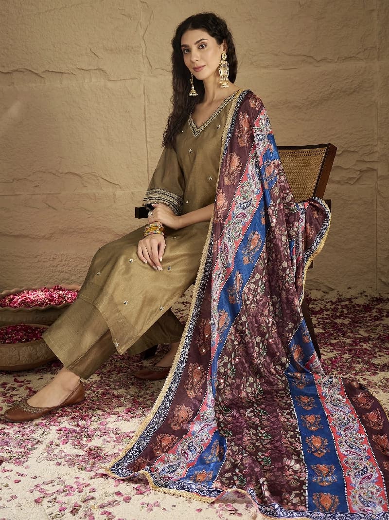 Women's Gold Festive Kurta Set