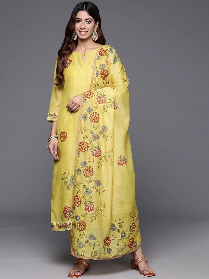 Women's Yellow Festive Kurta Set