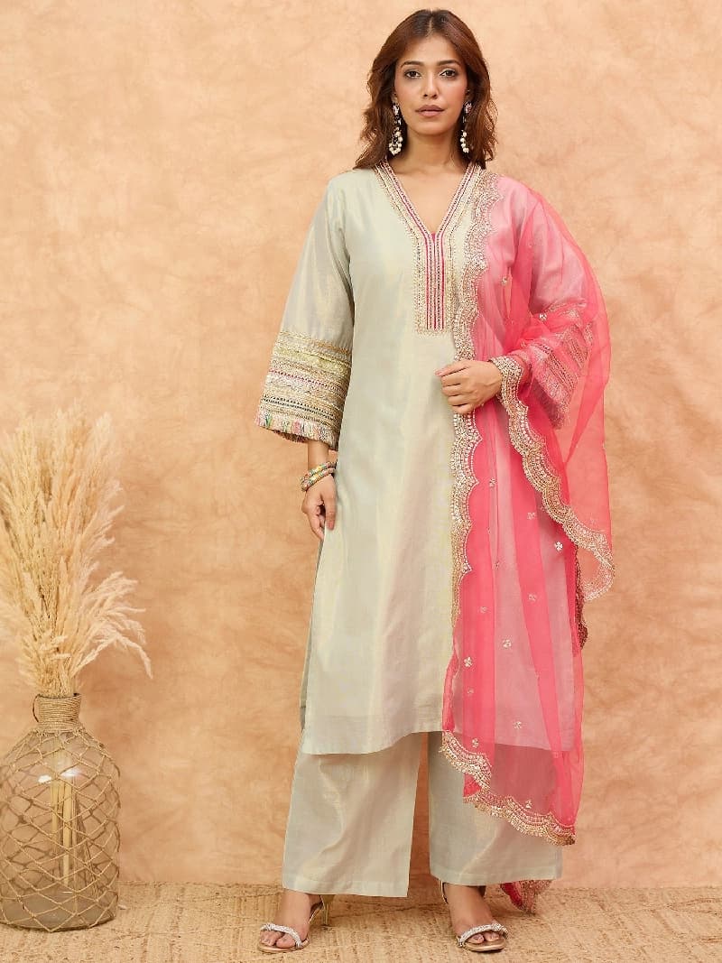Women's Green Festive Kurta Set