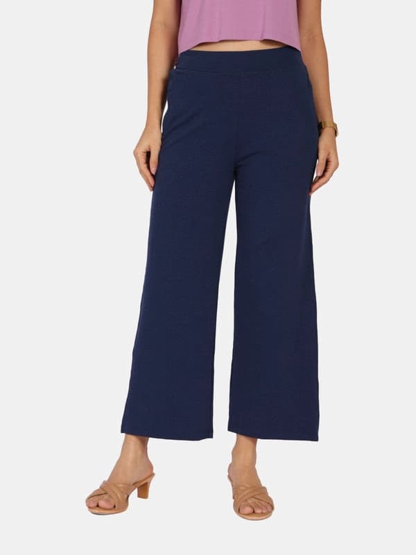 Women's Blue Solid Sports High Rise Pant - Tall