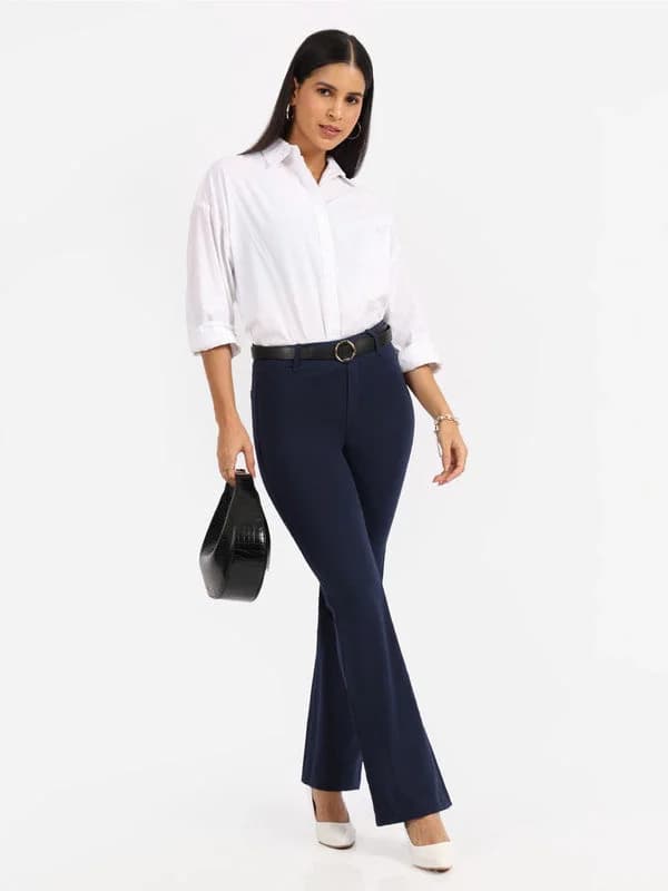 Women's Blue Sports Solid Trouser