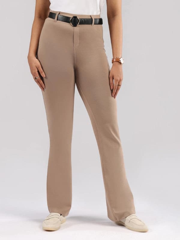 Women's Brown Sports Solid Trouser