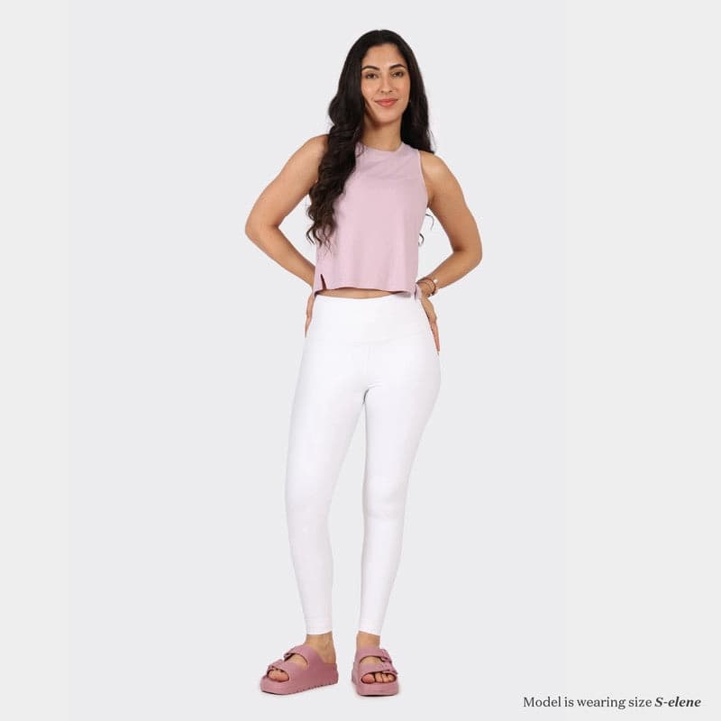 Women's White Sports Solid Legging