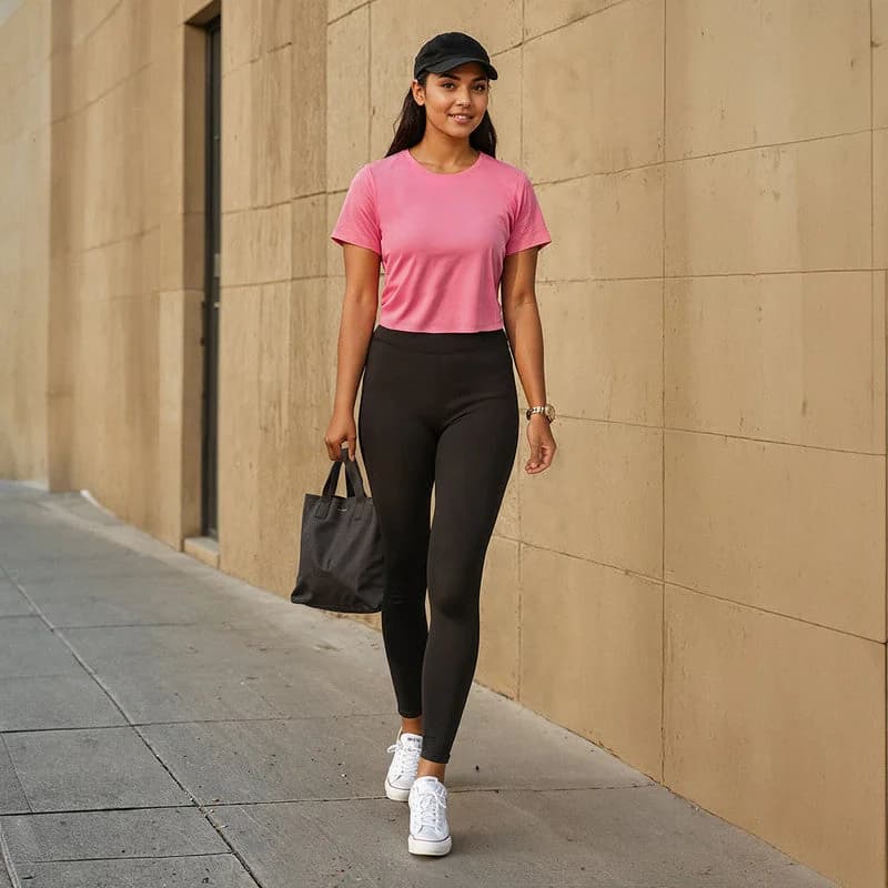 Women's Black Sports Solid Legging