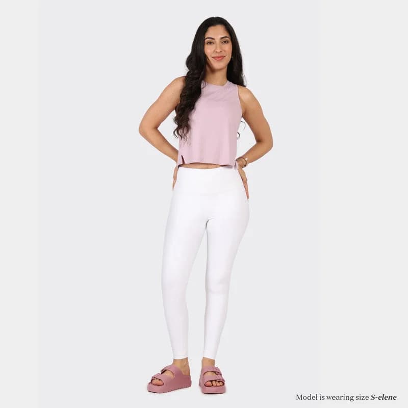 Women's White Sports Solid Legging