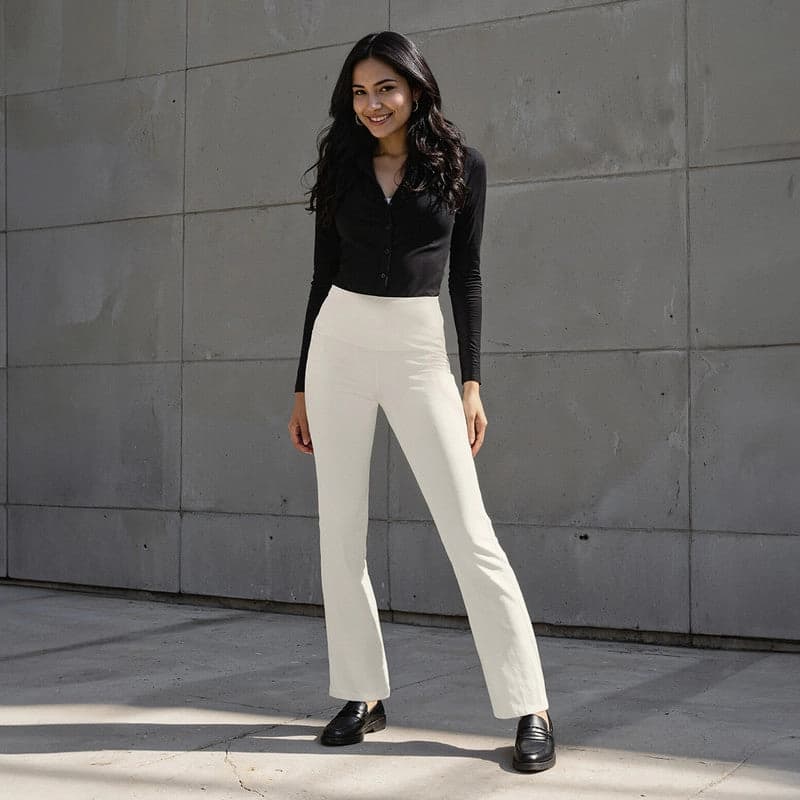 Women's White Sports Solid Trouser