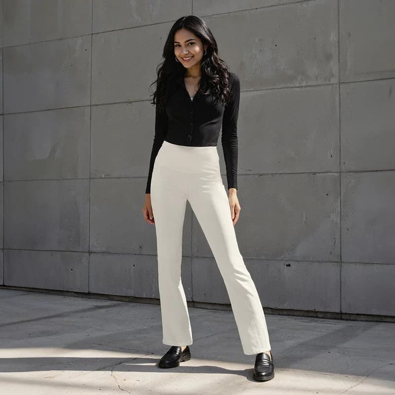 Women's White Sports Solid Trouser