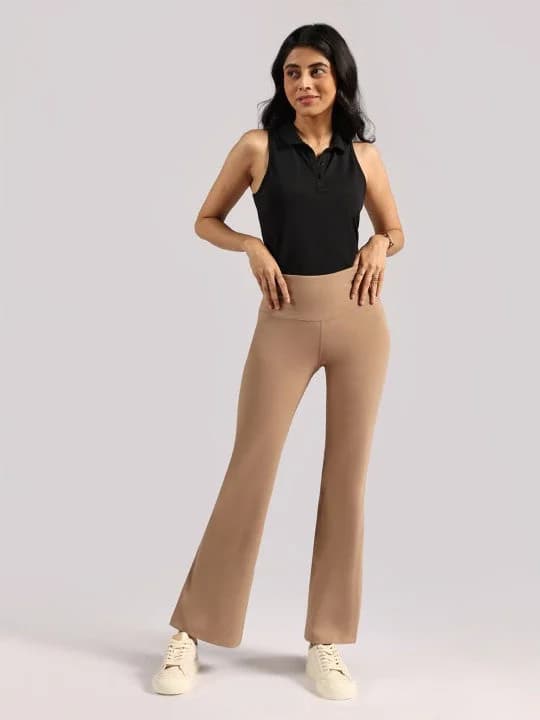 Women's Brown Sports Solid Trouser