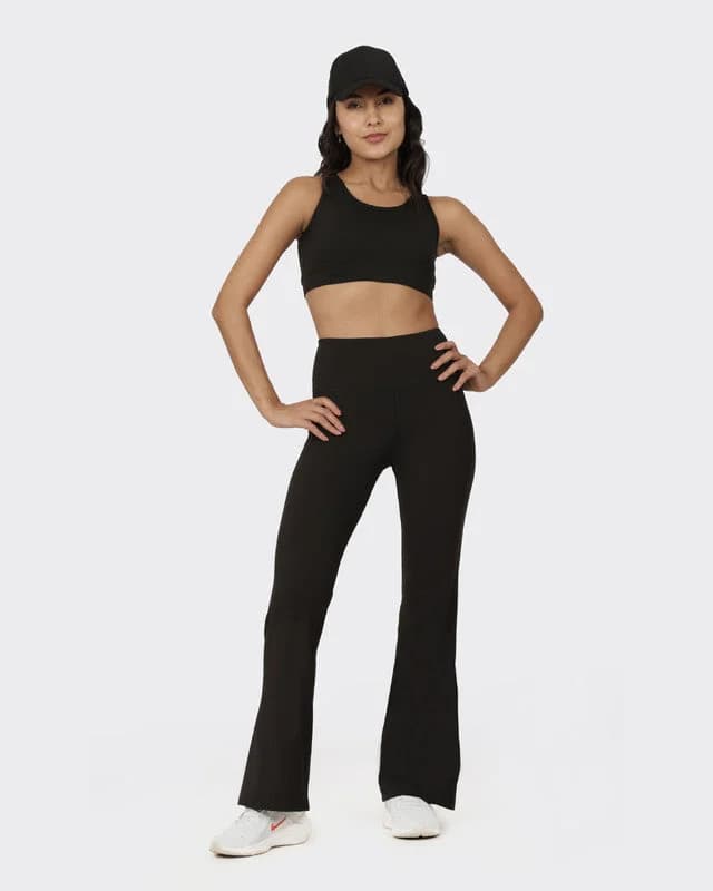 Women's Black Sports Solid Trouser
