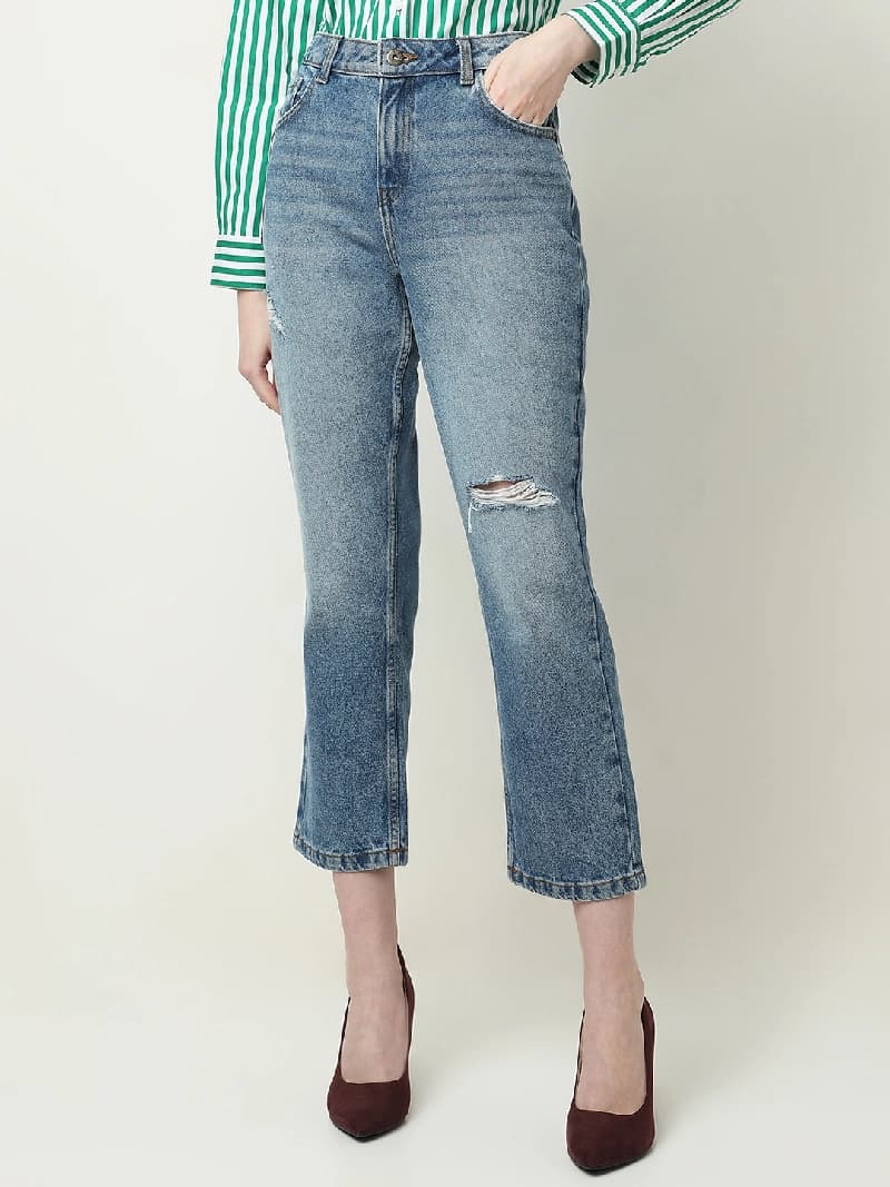 Women's Blue Casual Solid Jeans