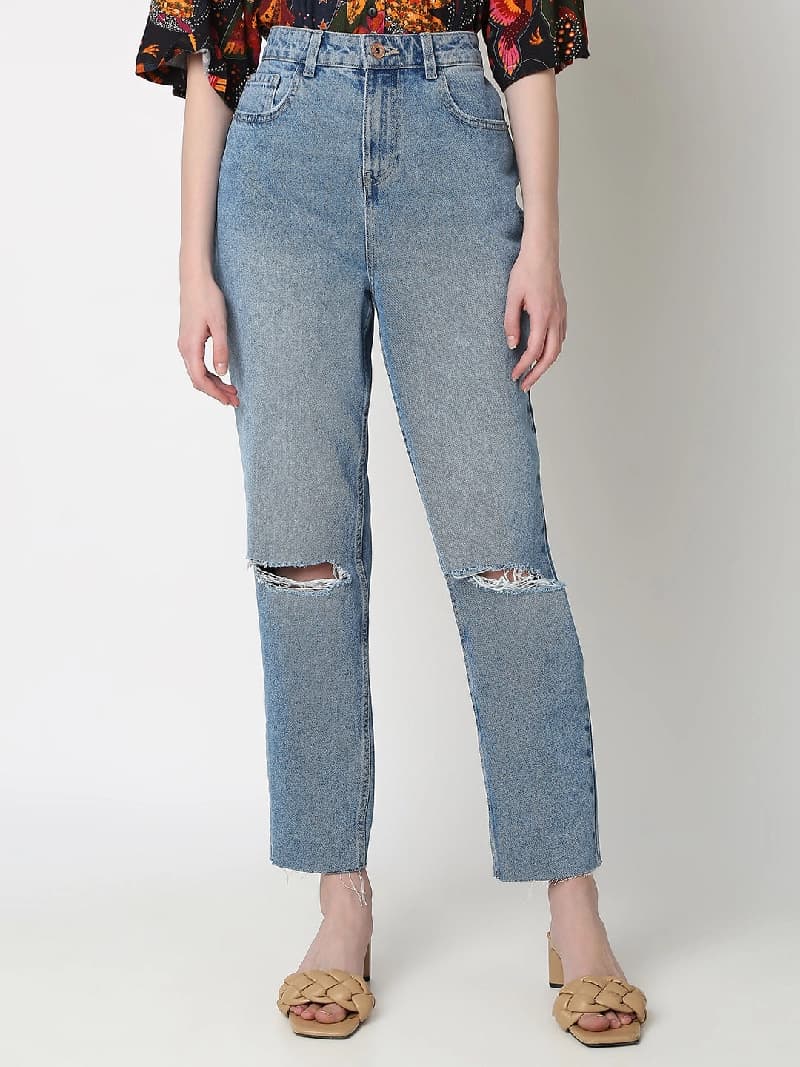 Women's Blue Casual Solid Jeans