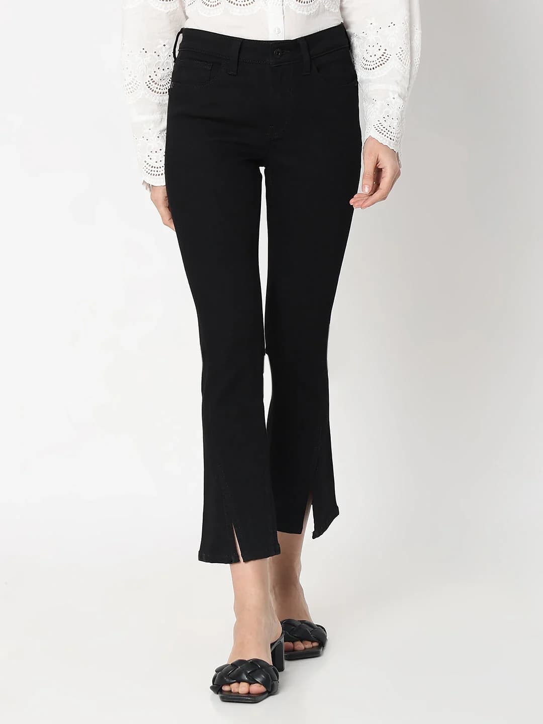 Women's Black Casual Printed Jeans