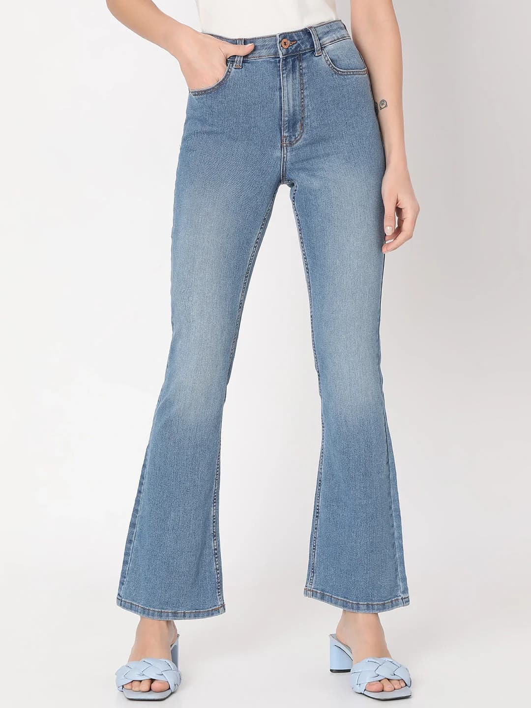 Women's Blue Casual Printed Jeans