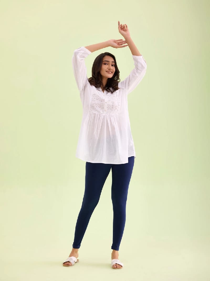 Women's Navy Casual Solid Slim Fit Legging