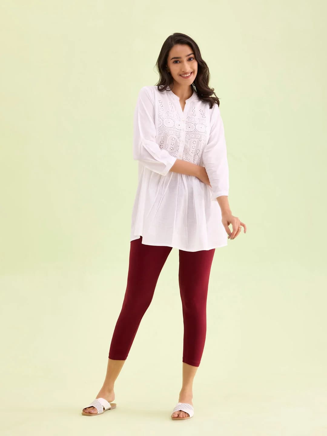 Women's Red Casual Solid Slim Fit Legging