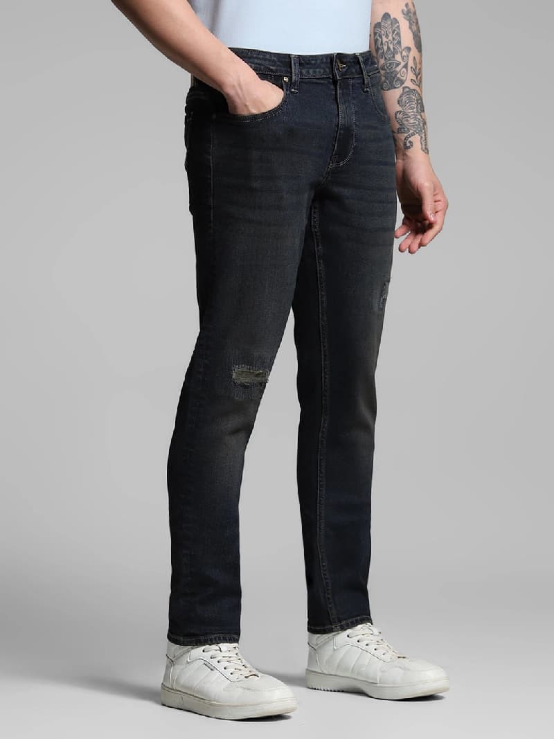 Men's Blue Casual Slim Fit Solid Jeans