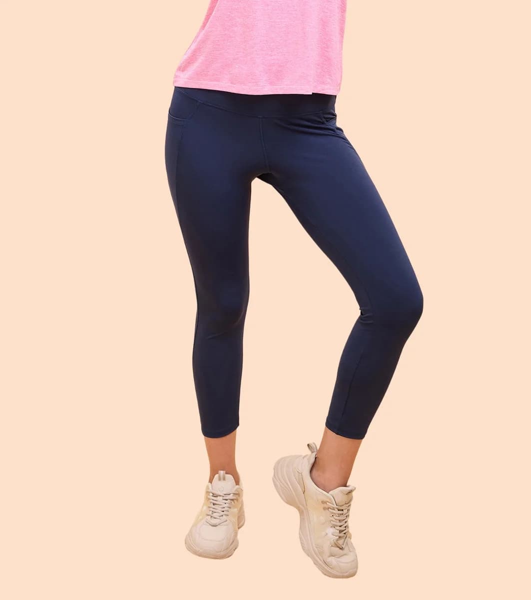 Women's Navy Casual Solid Slim Fit Legging