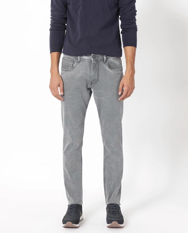 Men's Grey Casual Solid Slim Fit Jeans