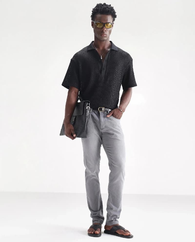 Men's Grey Casual Solid Slim Fit Jeans