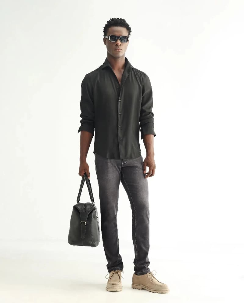 Men's Grey Casual Solid Slim Fit Jeans