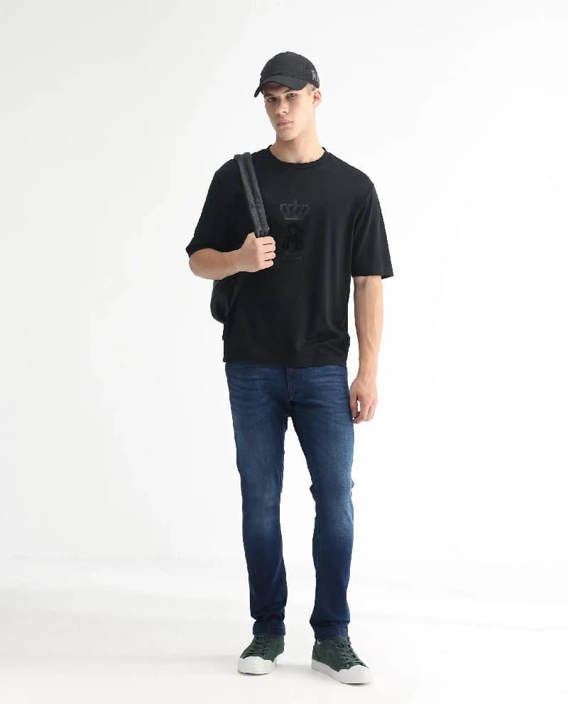 Men's Blue Casual Solid Slim Fit Jeans