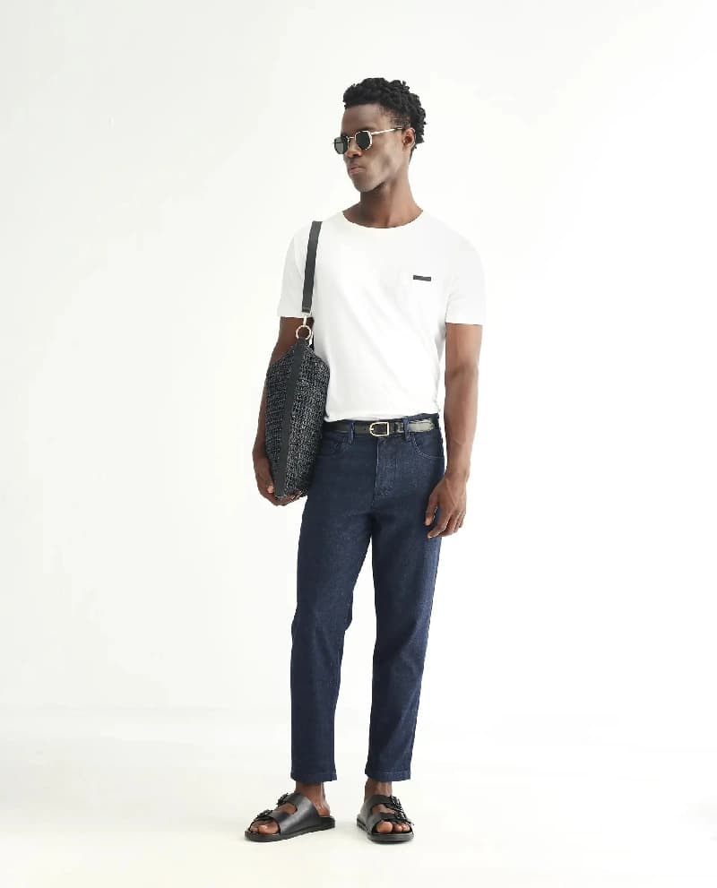 Men's Blue Casual Solid Skinny Fit Jeans