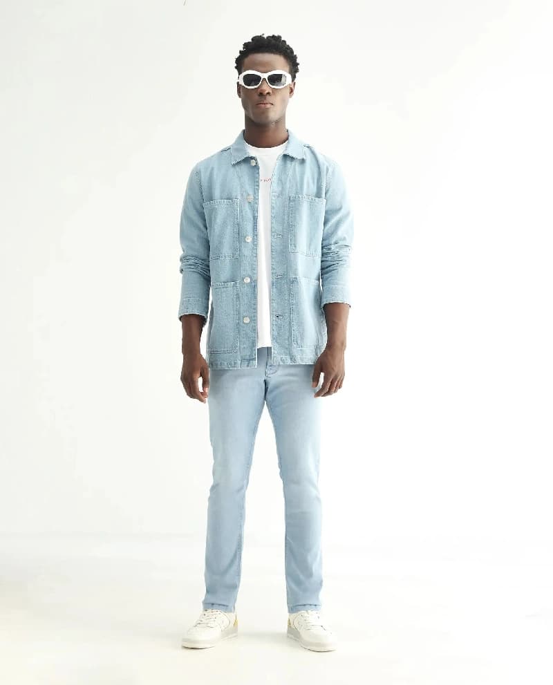 Men's Blue Casual Solid Slim Fit Jeans