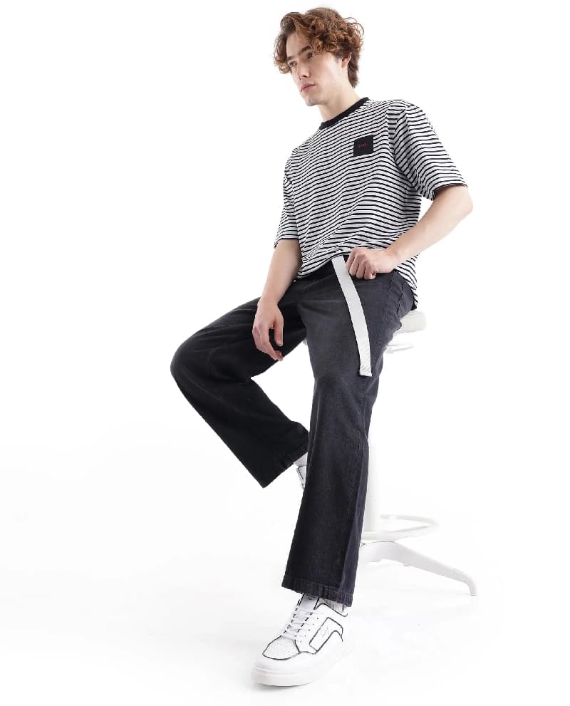 Men's Grey Casual Solid Baggy Fit Jeans