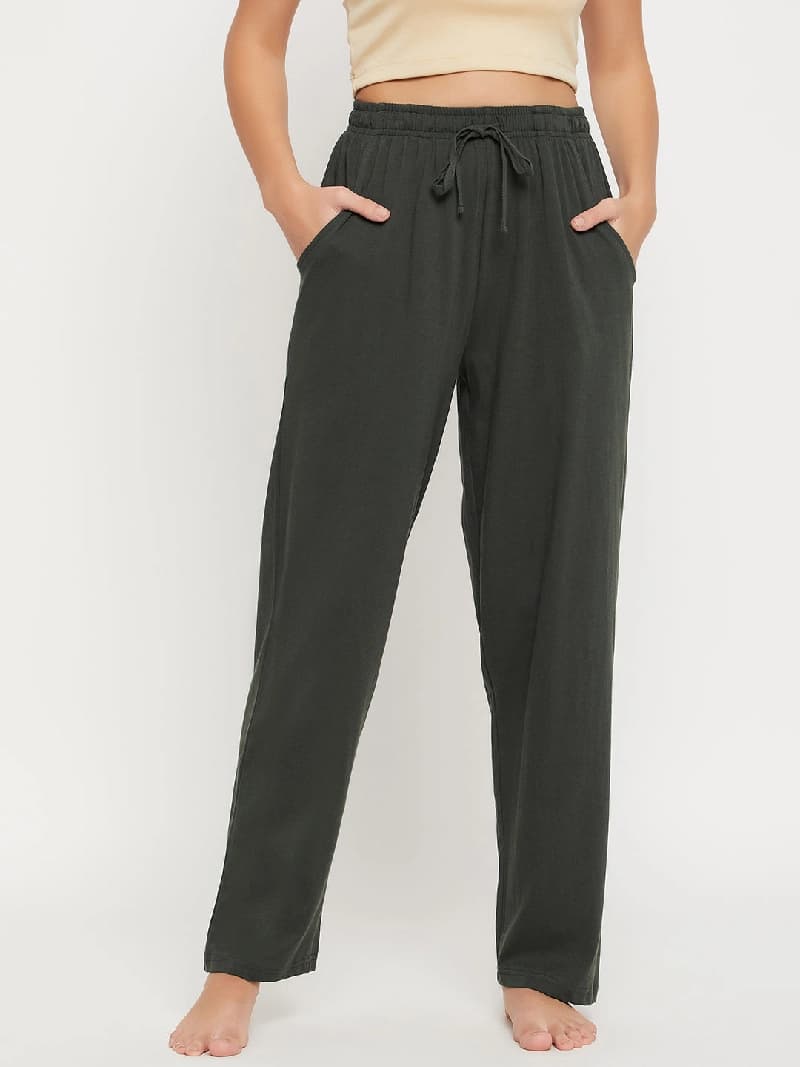 Women's Green Casual Solid Pyjama