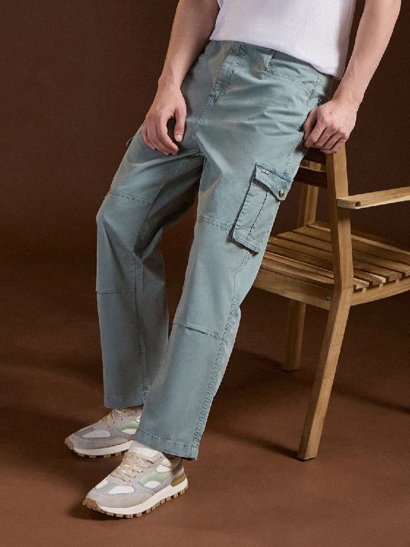 Men's Blue Casual Solid Straight Fit Trouser