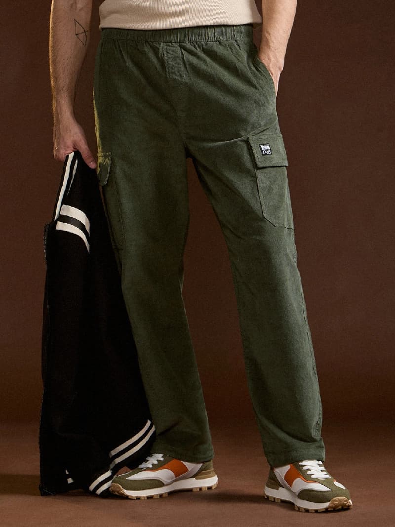 Men's Brown Casual Solid Straight Fit Trouser