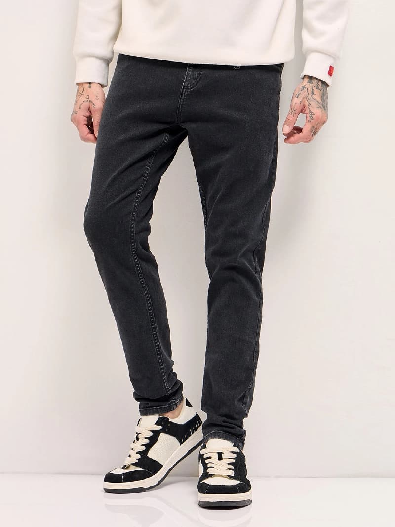 Men's Black Casual Solid Skinny Fit Jeans