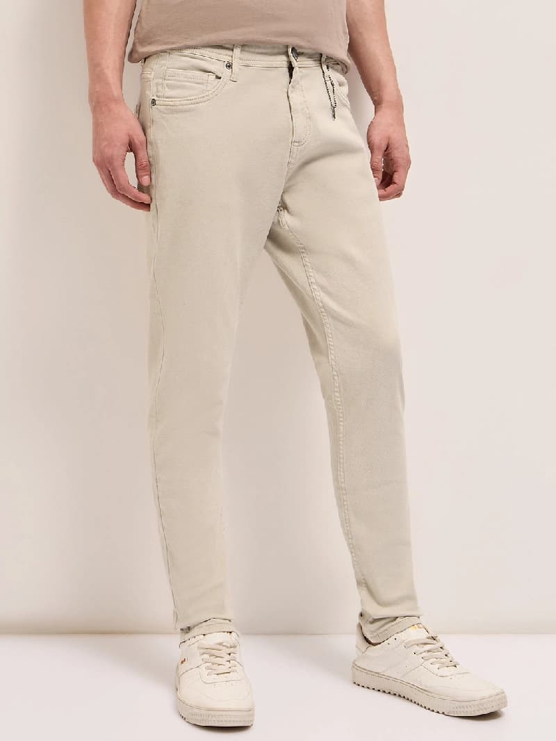 Men's White Casual Skinny Fit Jeans