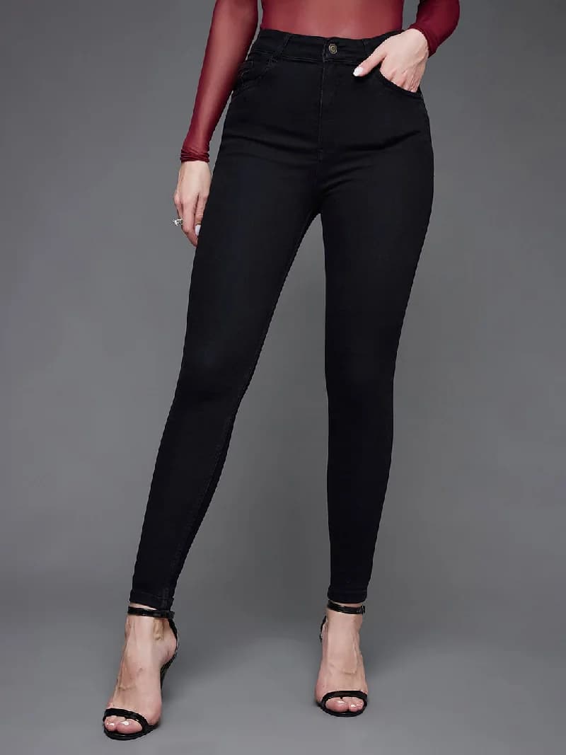 Women's Black Casual Skinny Fit Jeans